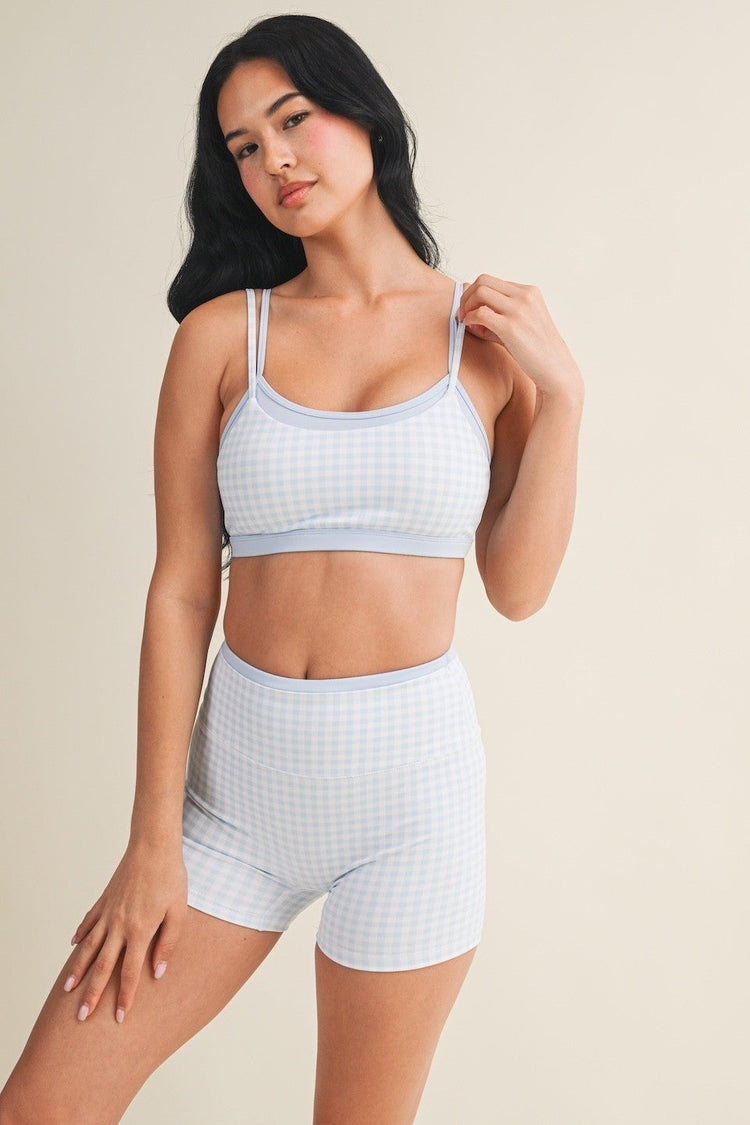 Lola Gingham Layered Active Set in Blue