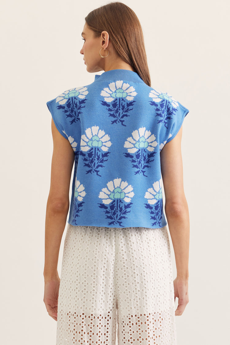 Lelanie Floral Sweater in Blue