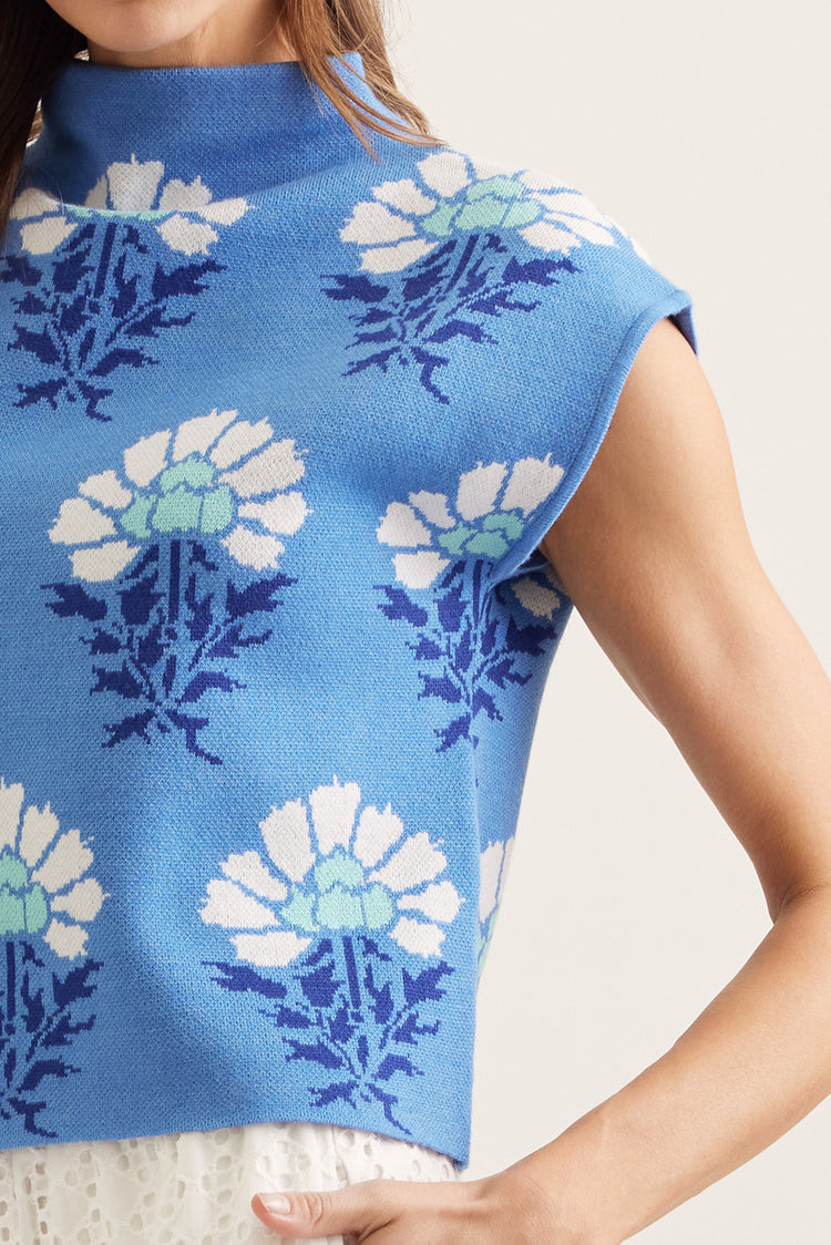 Lelanie Floral Sweater in Blue