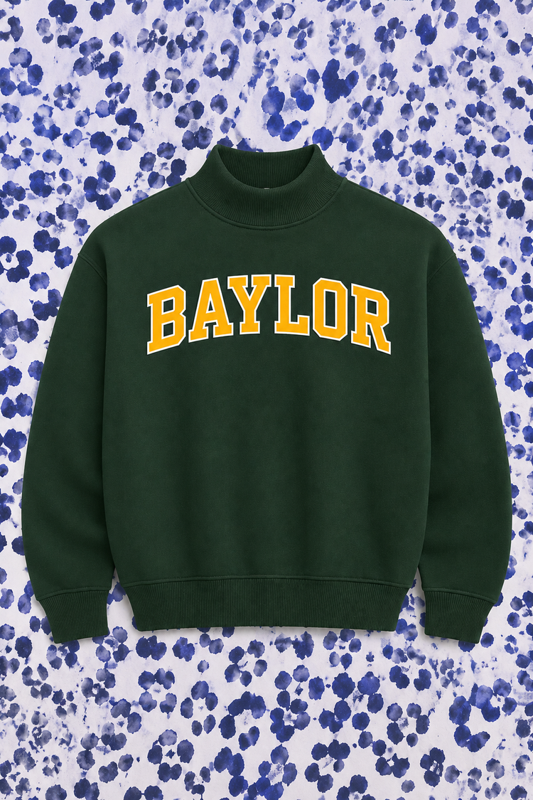 PREORDER: JCB Exclusive | Baylor Mockneck Sweatshirt in Green/Gold