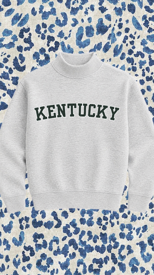 JCB Exclusive | Kentucky Mockneck Sweatshirt in Heather Grey/Dark Green