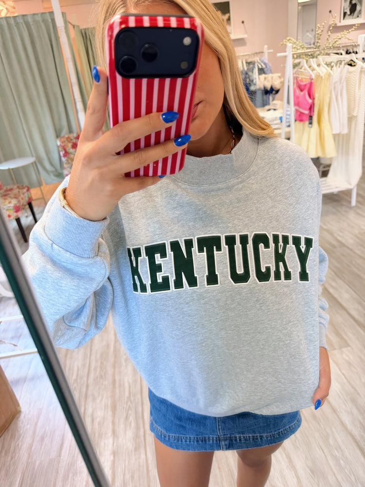 JCB Exclusive | Kentucky Mockneck Sweatshirt in Heather Grey/Dark Green