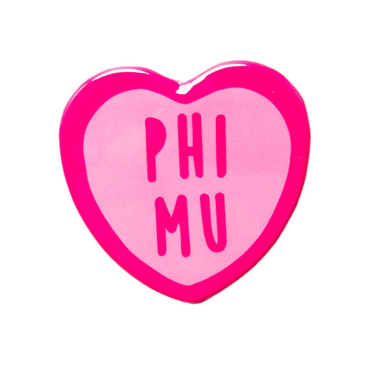 Over The Moon Greek | Phi Mu Heart Button
