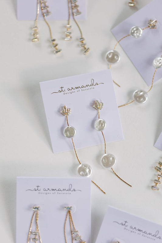 Pearl Diamond Tassel Earrings | St. Armands Designs