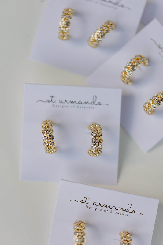 Double Diamond Gold Chunky Hoops | St. Armands Designs