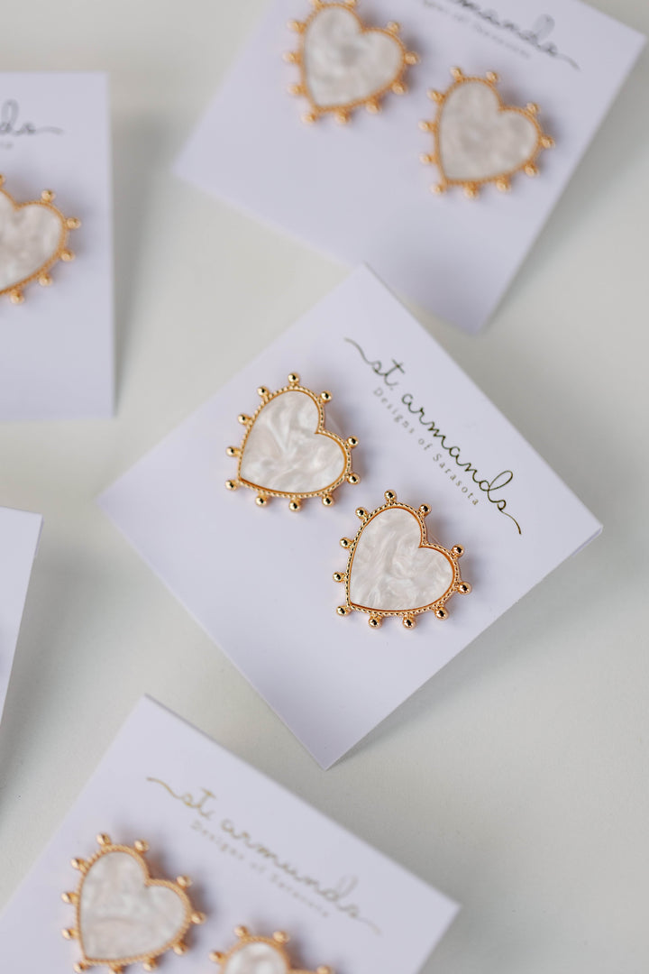 Gold Studded Tortoise Heart Earrings | St. Armands Designs