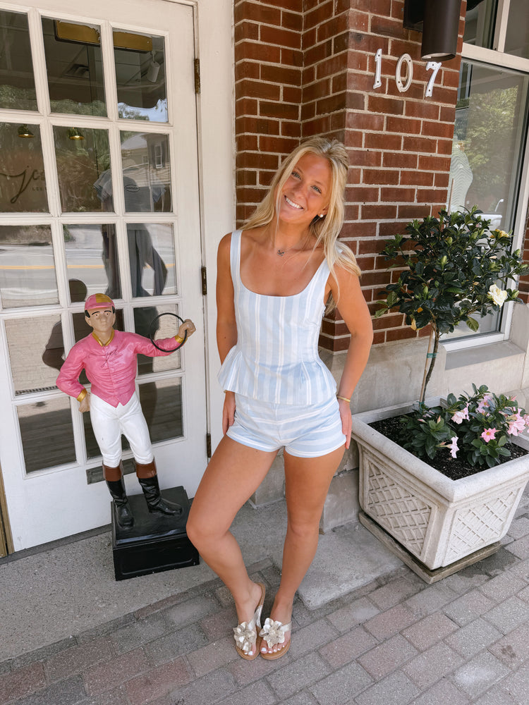 Hamptons Stripe Set in Light Blue