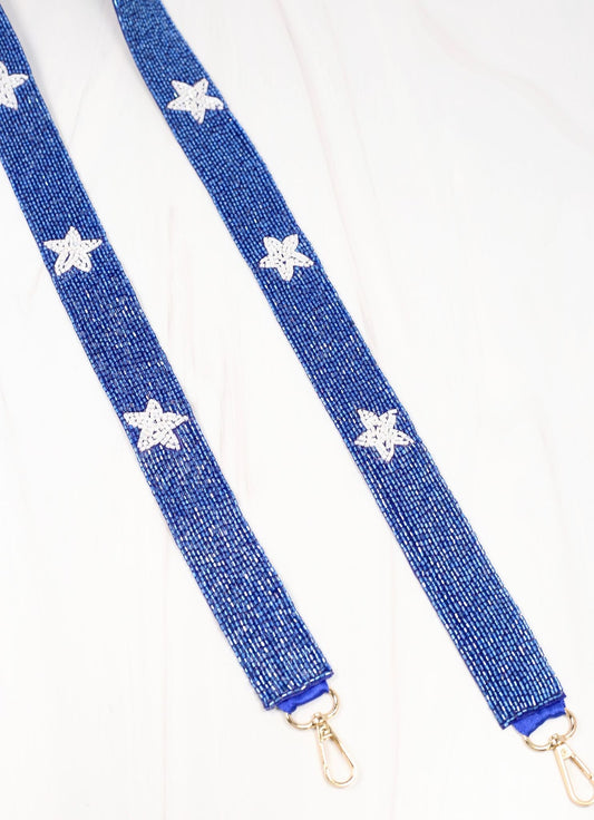 "Blue & White Stars" Beaded Strap