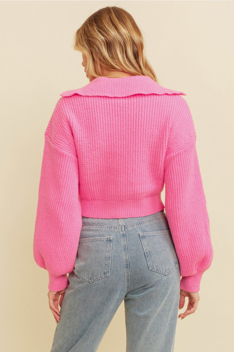 Emma Collared Sweater in Pink