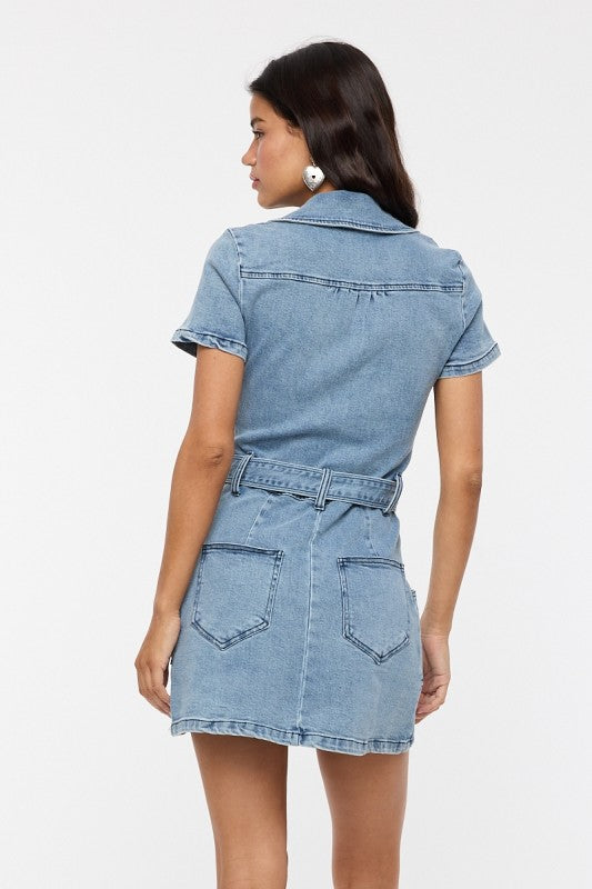 Avenue Belted Denim Dress