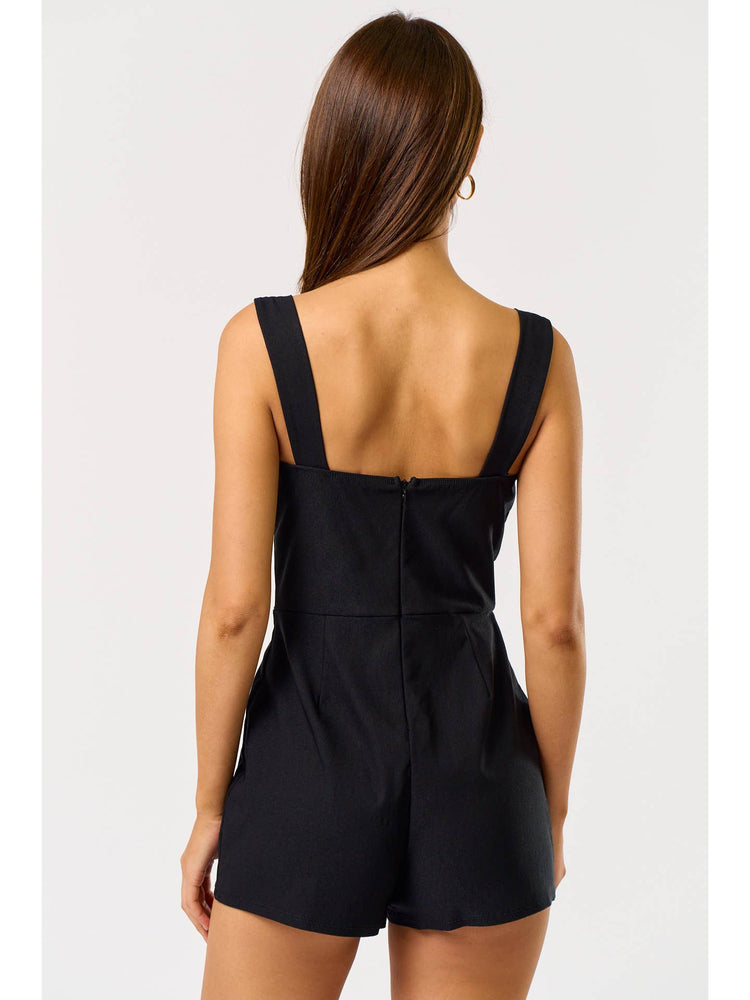 Ryanne Bow Wrap Romper in Black