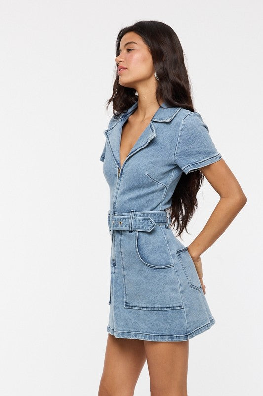 Avenue Belted Denim Dress