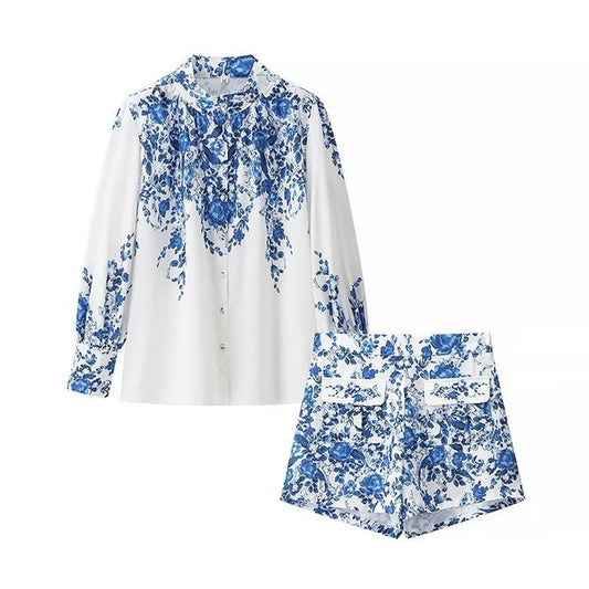 Penelope Floral Set in Blue/White