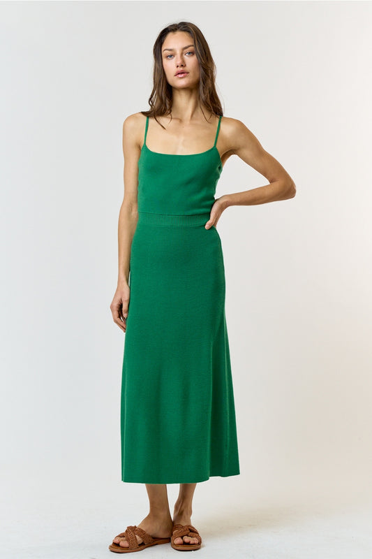 Evalia Pleated Midi Dress in Green