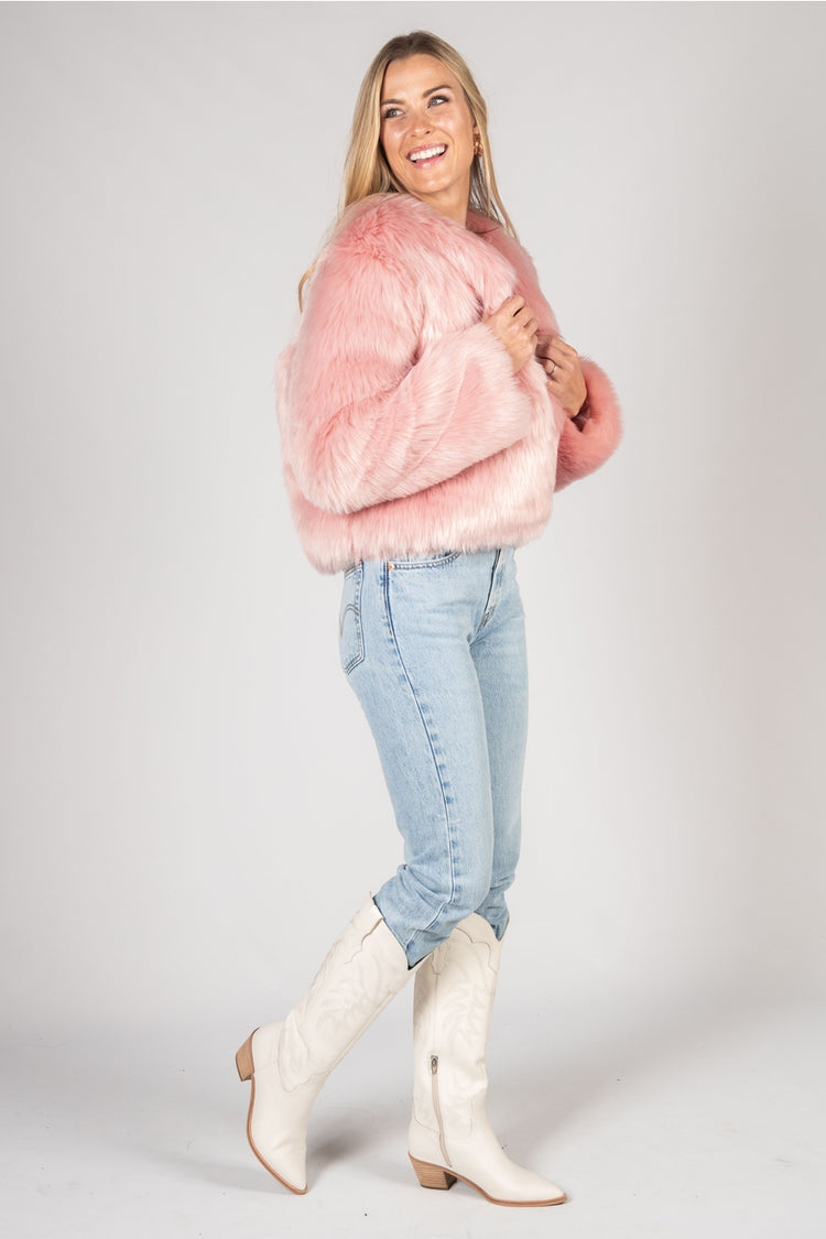 Royce Fur Jacket in Baby Pink