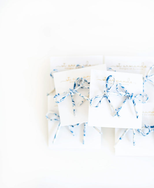 Marbled Blue and White Bow Studs | St. Armands Designs