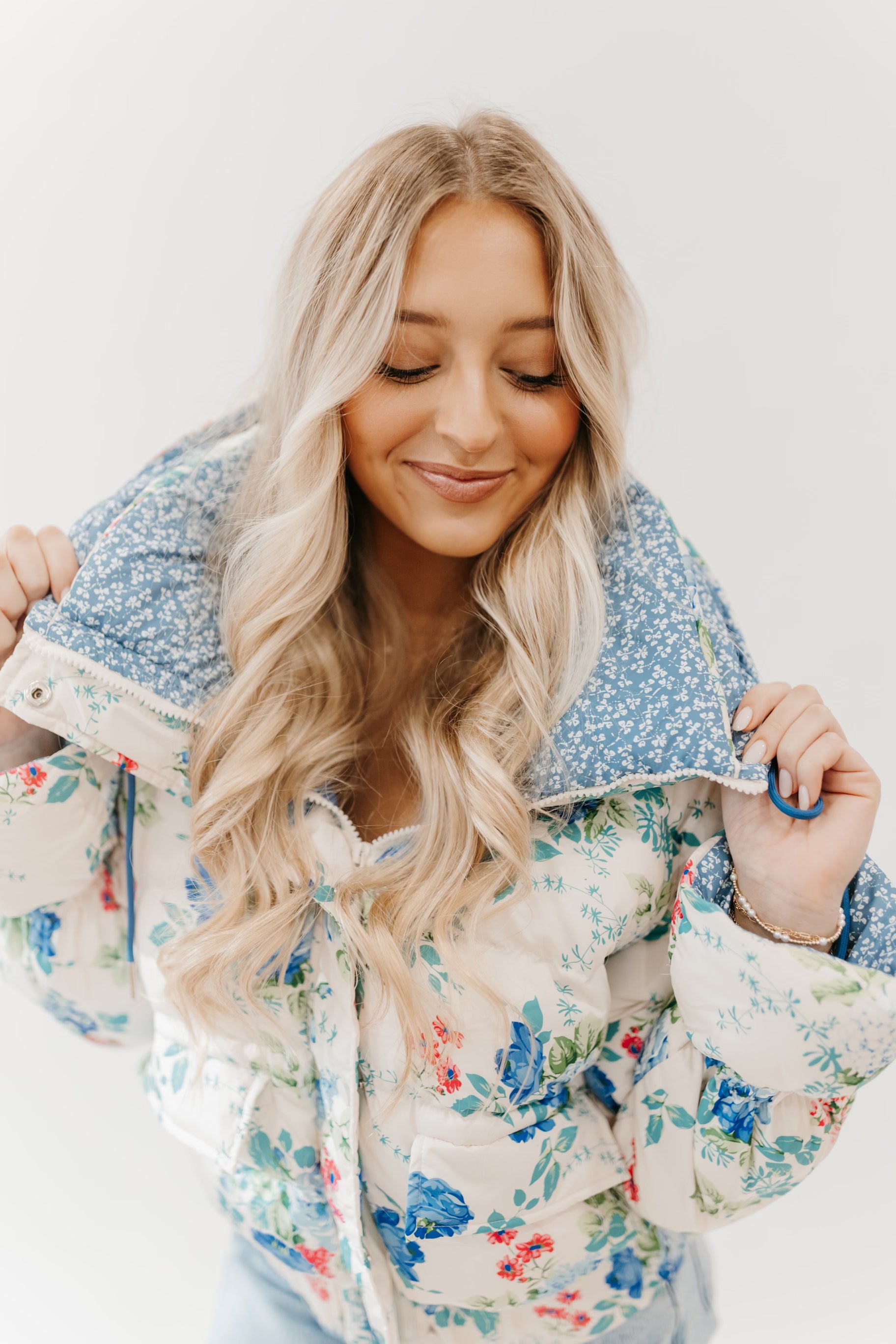 Floral puffer hot sale jacket