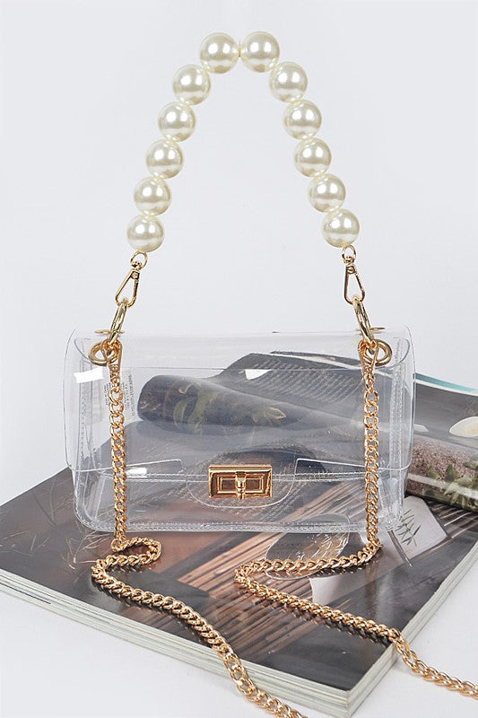Pearl Clear Stadium Bag in Gold