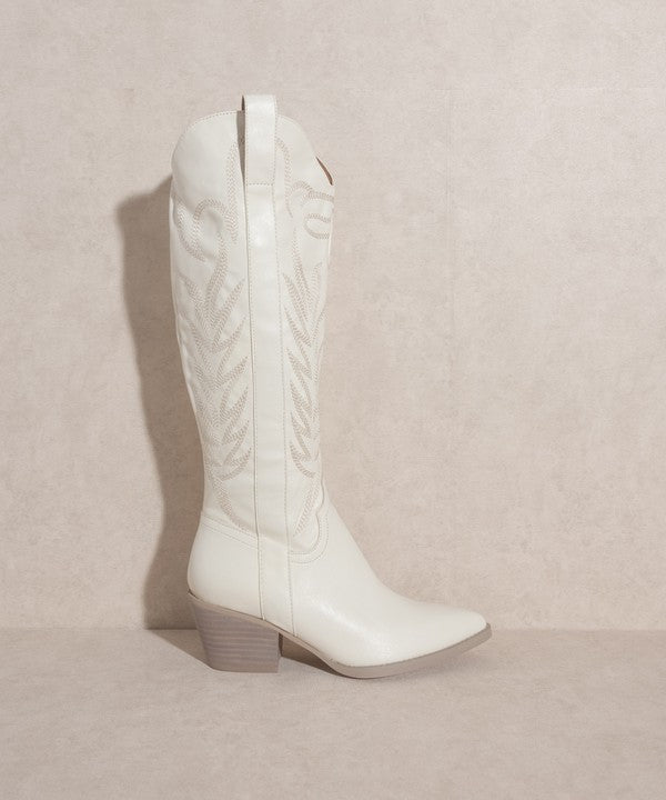 Legend Faux Leather Western Boots in White