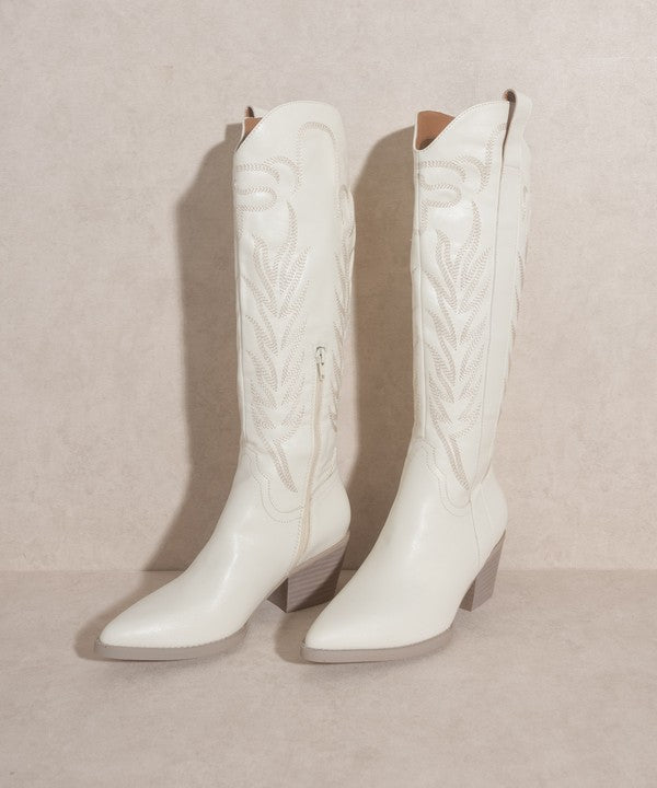 Legend Faux Leather Western Boots in White
