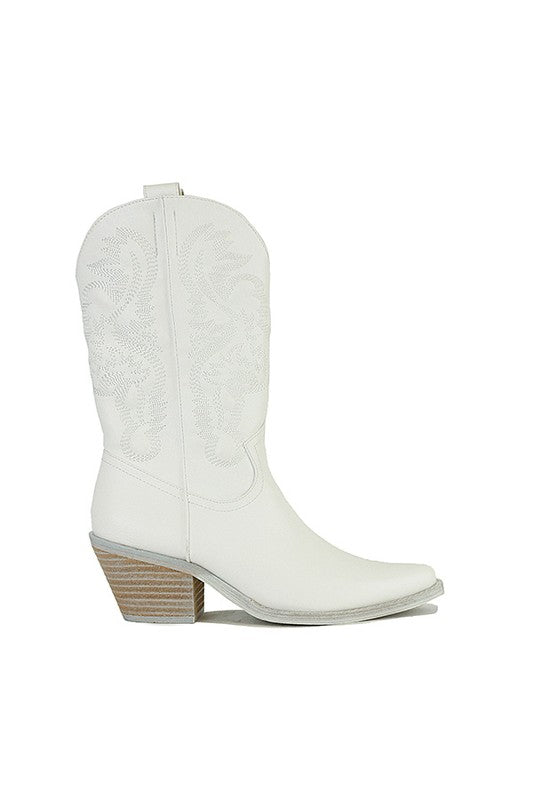 Sephira Heeled Western Boot in White