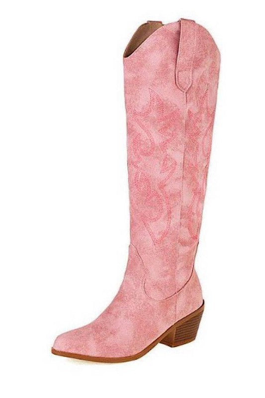 Penelope Pink Faux Leather Western Boots