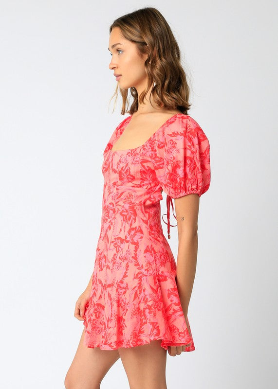 Nixie Floral Dress in Pink/Red