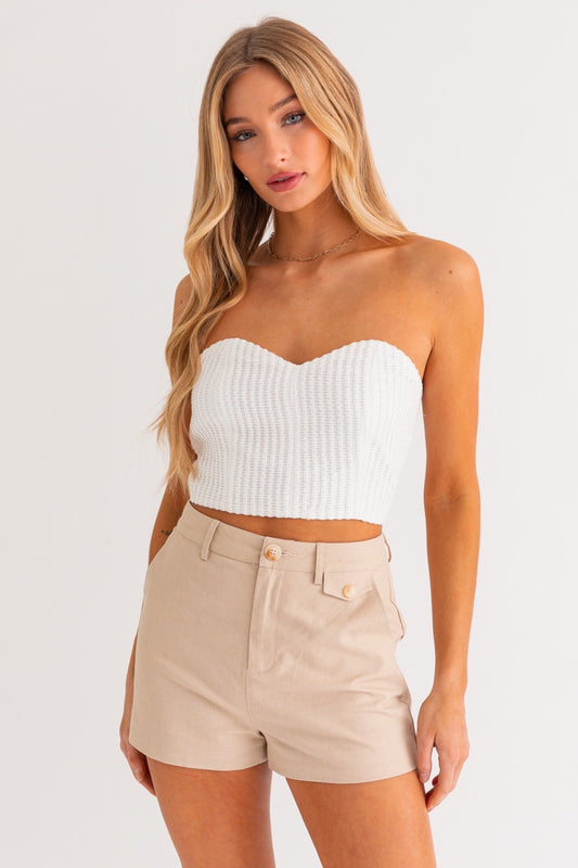 Shelbie Crochet Strapless Top in White
