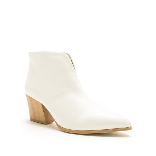 Natasha White Leather Booties
