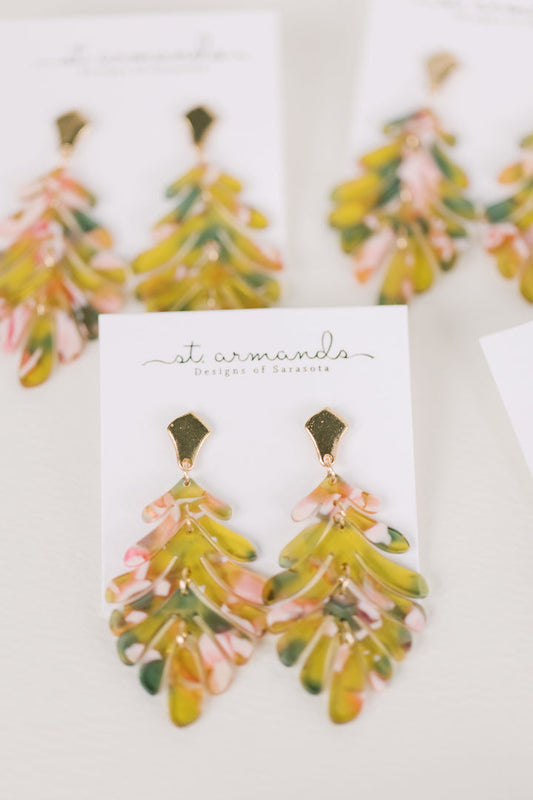 Pink and Green Petite Palm Drops | St. Armands Designs