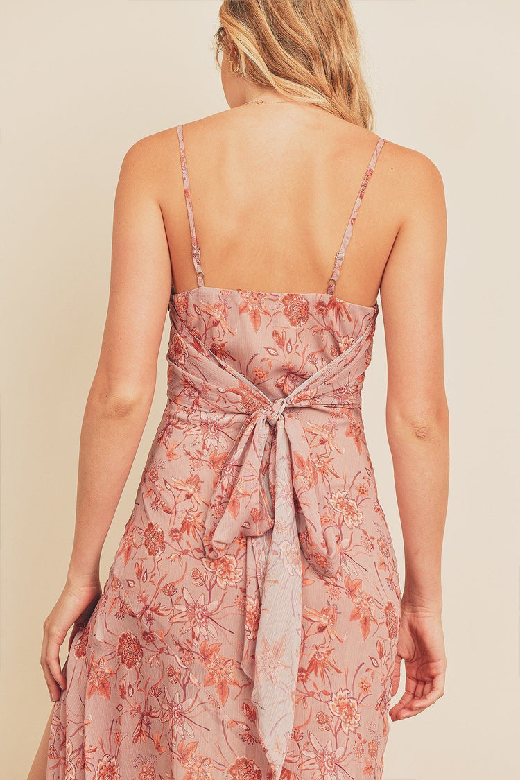 Francie Floral Tie-Back Midi Dress